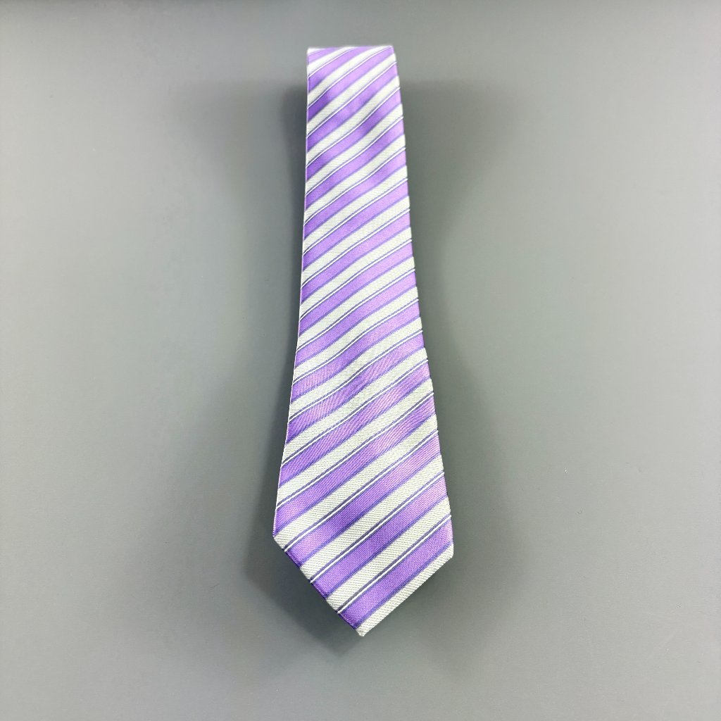 No Brand Purple  White Striped Mens Skinny Tie 2 12 X 61